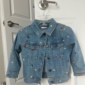 Like New - Hanna Andersson Blue Jean Jacket with Colorful Embroidery Size 5
